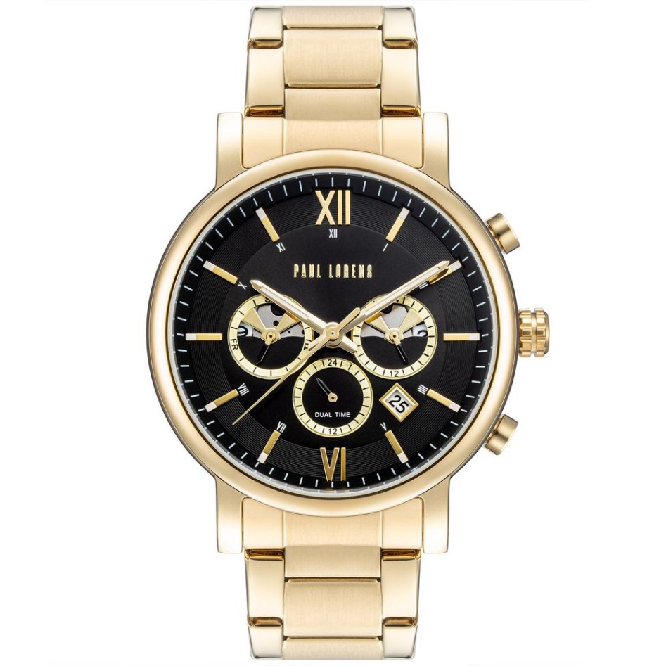 Zegarek Męski Paul Lorens PL20017B-1D1 na bransolecie stalowej w kolorze Złoty/Złoty o szerokości 22/20mm