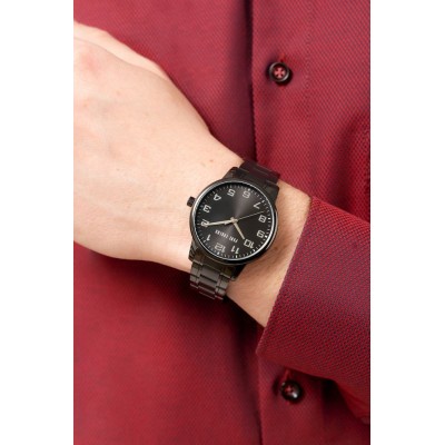 Zegarek Męski Paul Lorens PL20018B-1A5 na bransolecie stalowej w kolorze Czarny/Czarny o szerokości 20/18mm