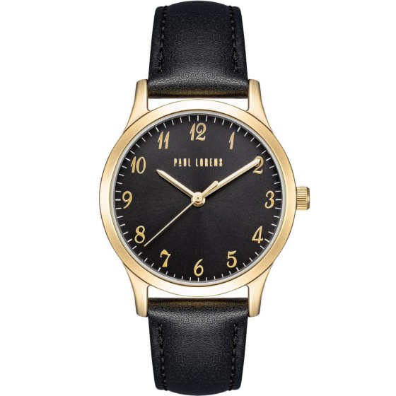 Zegarek Damski Paul Lorens PL20019A-1A2 na pasku skórzanym w kolorze Złoty/Czarny o szerokości 16/14mm