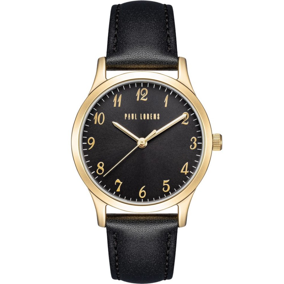 Zegarek Damski Paul Lorens PL20019A-1A2 na pasku skórzanym w kolorze Złoty/Czarny o szerokości 16/14mm