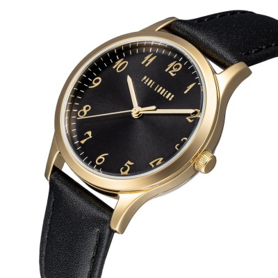 Zegarek Damski Paul Lorens PL20019A-1A2 na pasku skórzanym w kolorze Złoty/Czarny o szerokości 16/14mm