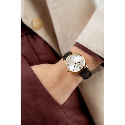 Zegarek Damski Paul Lorens PL20019A-3A2 na pasku skórzanym w kolorze Złoty/Czarny o szerokości 16/14mm