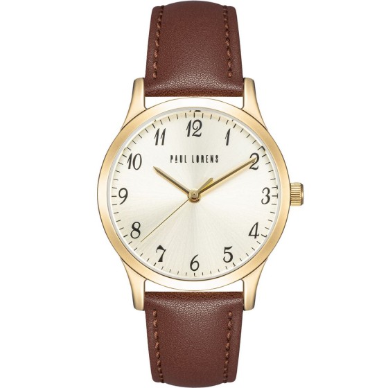 Zegarek Damski Paul Lorens PL20019A-4B2 na pasku skórzanym w kolorze Złoty/Brązowy o szerokości 16/14mm