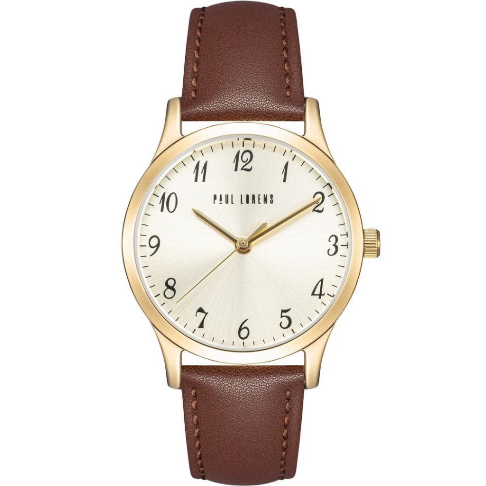 Zegarek Damski Paul Lorens PL20019A-4B2 na pasku skórzanym w kolorze Złoty/Brązowy o szerokości 16/14mm