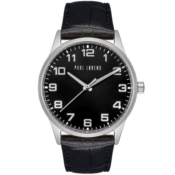 Zegarek Męski Paul Lorens PL20022A-1A1 na pasku skórzanym w kolorze Srebrny/Czarny o szerokości 22/20mm