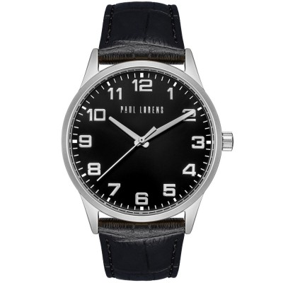 Zegarek Męski Paul Lorens PL20022A-1A1 na pasku skórzanym w kolorze Srebrny/Czarny o szerokości 22/20mm