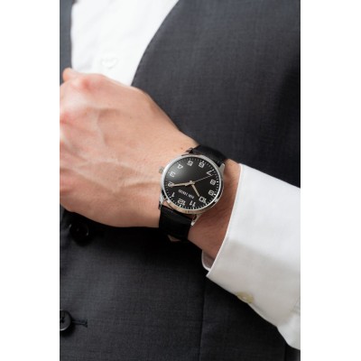 Zegarek Męski Paul Lorens PL20022A-1A1 na pasku skórzanym w kolorze Srebrny/Czarny o szerokości 22/20mm