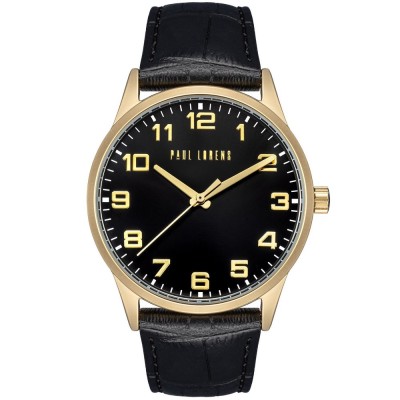 Zegarek Męski Paul Lorens PL20022A-1A2 na pasku skórzanym w kolorze Złoty/Czarny o szerokości 22/20mm
