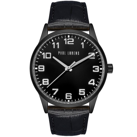 Zegarek Męski Paul Lorens PL20022A-1A5 na pasku skórzanym w kolorze Czarny/Czarny o szerokości 22/20mm