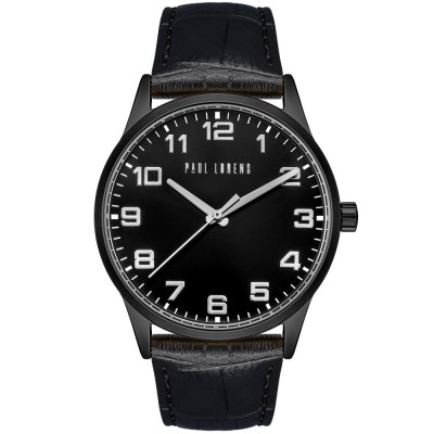 Zegarek Męski Paul Lorens PL20022A-1A5 na pasku skórzanym w kolorze Czarny/Czarny o szerokości 22/20mm