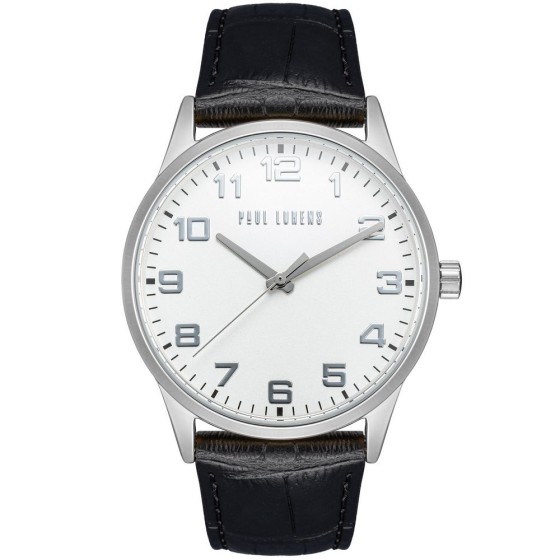Zegarek Męski Paul Lorens PL20022A-3A1 na pasku skórzanym w kolorze Srebrny/Czarny o szerokości 22/20mm