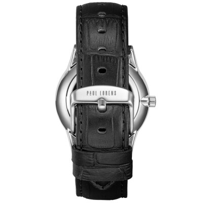 Zegarek Męski Paul Lorens PL20022A-3A1 na pasku skórzanym w kolorze Srebrny/Czarny o szerokości 22/20mm