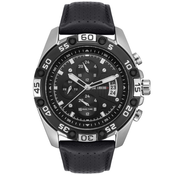 Zegarek Męski Paul Lorens PL8754A5-1A1 na pasku skórzanym w kolorze Srebrny/Czarny/Czarny o szerokości 24/20mm