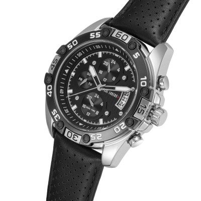 Zegarek Męski Paul Lorens PL8754A5-1A1 na pasku skórzanym w kolorze Srebrny/Czarny/Czarny o szerokości 24/20mm