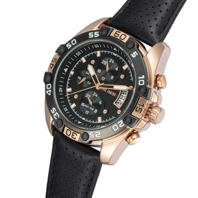 Zegarek Męski Paul Lorens PL8754A5-1A4 na pasku skórzanym w kolorze Miedziany/Czarny/Czarny o szerokości 24/20mm