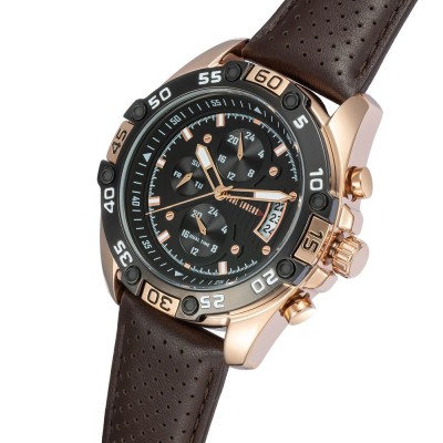 Zegarek Męski Paul Lorens PL8754A5-1B1 na pasku skórzanym w kolorze Miedziany/Czarny/Brązowy o szerokości 24/20mm