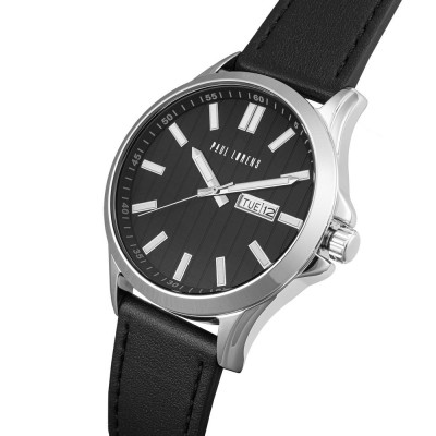 Zegarek Męski Paul Lorens PL8071A3-1A1 na pasku skórzanym w kolorze Srebrny/Czarny o szerokości 22/20mm