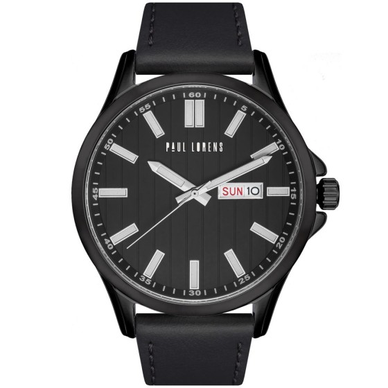 Zegarek Męski Paul Lorens PL8071A3-1A5 na pasku skórzanym w kolorze Srebrny/Czarny o szerokości 22/20mm