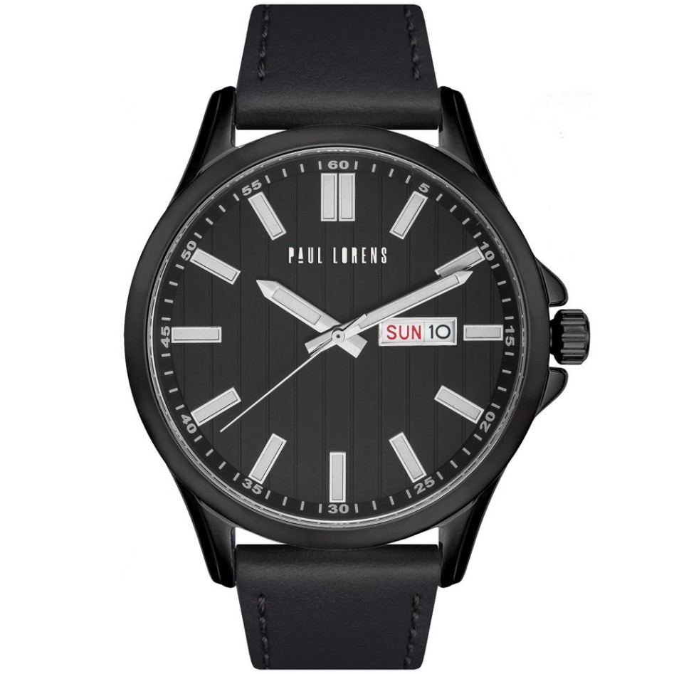 Zegarek Męski Paul Lorens PL8071A3-1A5 na pasku skórzanym w kolorze Srebrny/Czarny o szerokości 22/20mm