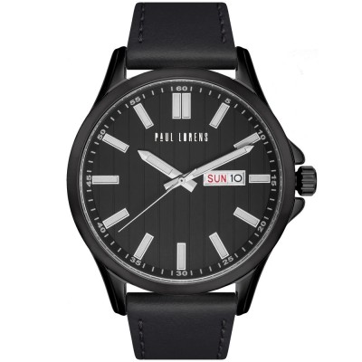 Zegarek Męski Paul Lorens PL8071A3-1A5 na pasku skórzanym w kolorze Srebrny/Czarny o szerokości 22/20mm