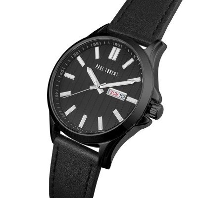 Zegarek Męski Paul Lorens PL8071A3-1A5 na pasku skórzanym w kolorze Srebrny/Czarny o szerokości 22/20mm