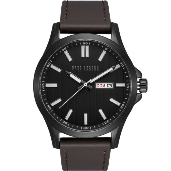 Zegarek Męski Paul Lorens PL8071A3-1B2 na pasku skórzanym w kolorze Czarny/Brązowy o szerokości 22/20mm