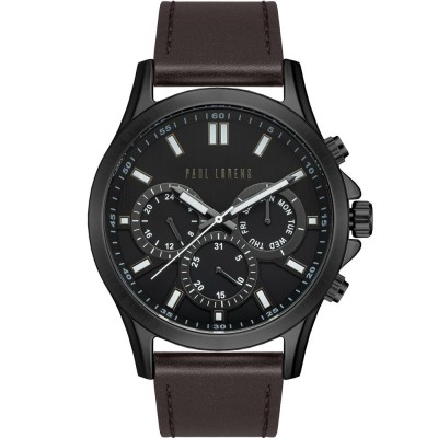 Zegarek Męski Paul Lorens PL8071A2-1B2 na pasku skórzanym w kolorze Czarny/Brązowy o szerokości 22/20mm