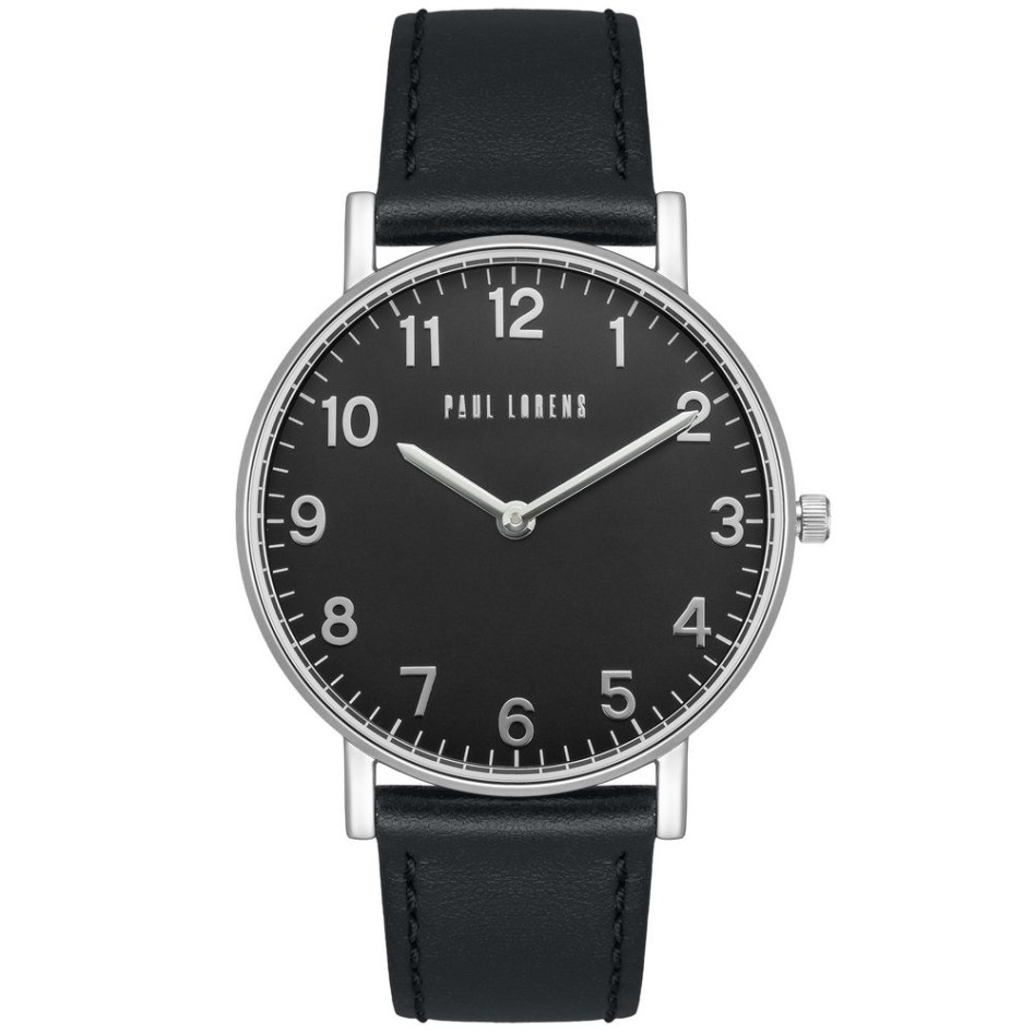 Zegarek Męski Paul Lorens PL11989A5-1A1 na pasku skórzanym w kolorze Srebrny/Czarny o szerokości 20/18mm