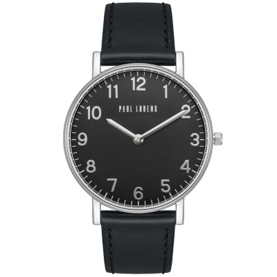 Zegarek Męski Paul Lorens PL11989A5-1A1 na pasku skórzanym w kolorze Srebrny/Czarny o szerokości 20/18mm