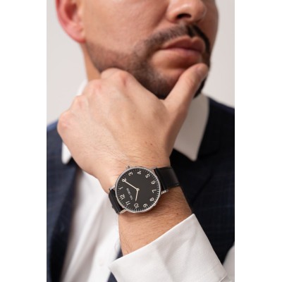 Zegarek Męski Paul Lorens PL11989A5-1A1 na pasku skórzanym w kolorze Srebrny/Czarny o szerokości 20/18mm