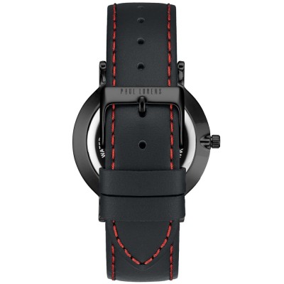 Zegarek Męski Paul Lorens PL11989A5-1A3 na pasku skórzanym w kolorze Czarny/Czarny o szerokości 20/18mm