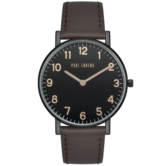Zegarek Męski Paul Lorens PL11989A5-1B3 na pasku skórzanym w kolorze Czarny/Brązowy o szerokości 20/18mm