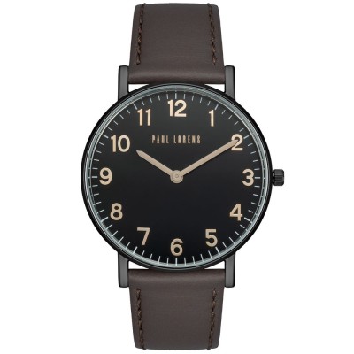 Zegarek Męski Paul Lorens PL11989A5-1B3 na pasku skórzanym w kolorze Czarny/Brązowy o szerokości 20/18mm