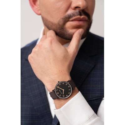 Zegarek Męski Paul Lorens PL11989A5-1B3 na pasku skórzanym w kolorze Czarny/Brązowy o szerokości 20/18mm