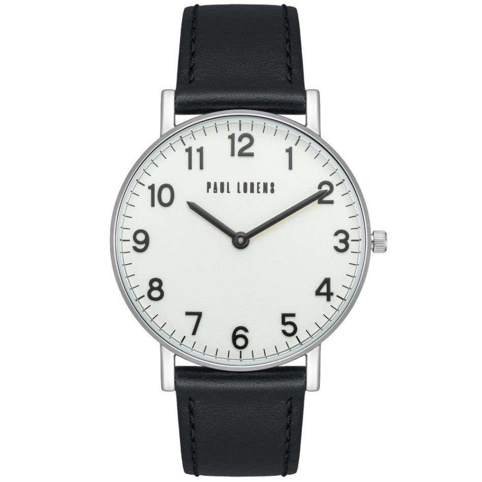 Zegarek Męski Paul Lorens PL11989A5-3A1 na pasku skórzanym w kolorze Srebrny/Czarny o szerokości 20/18mm
