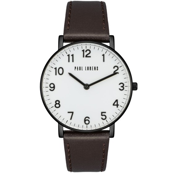 Zegarek Męski Paul Lorens PL11989A5-3B1-2 na pasku skórzanym w kolorze Czarny/Brązowy o szerokości 20/18mm
