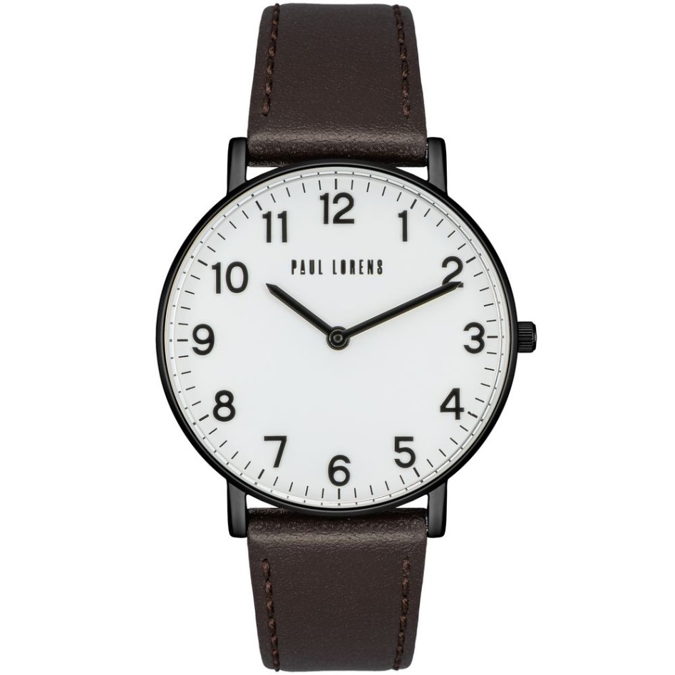 Zegarek Męski Paul Lorens PL11989A5-3B1-2 na pasku skórzanym w kolorze Czarny/Brązowy o szerokości 20/18mm