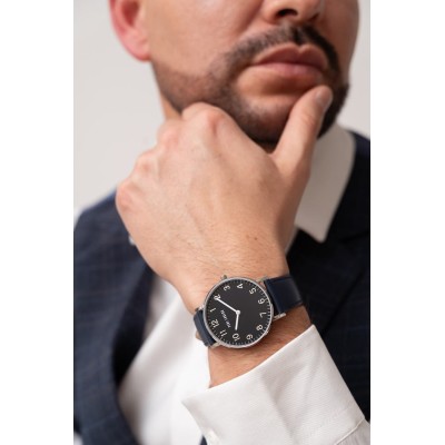 Zegarek Męski Paul Lorens PL11989A5-6F1 na pasku skórzanym w kolorze Srebrny/Srebrny o szerokości 20/18mm