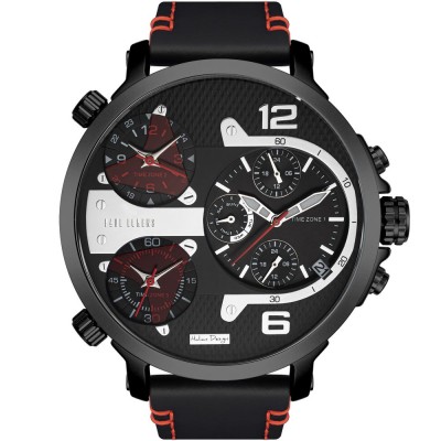 Zegarek Męski Paul Lorens PL11706A2-1A1 na pasku skórzanym w kolorze Czarny/Czarny/Przeszycia Granatowe o szerokości 24/22mm