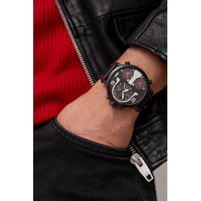 Zegarek Męski Paul Lorens PL11706A2-1A1 na pasku skórzanym w kolorze Czarny/Czarny/Przeszycia Granatowe o szerokości 24/22mm