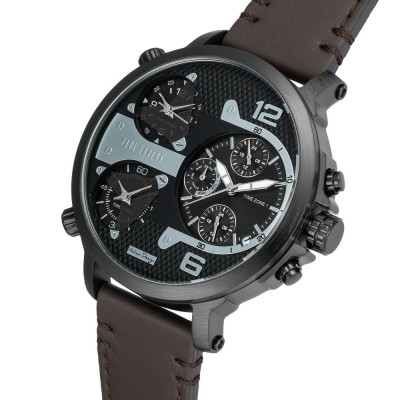 Zegarek Męski Paul Lorens PL11706A2-1B2 na pasku skórzanym w kolorze Czarny/Brązowy o szerokości 24/22mm