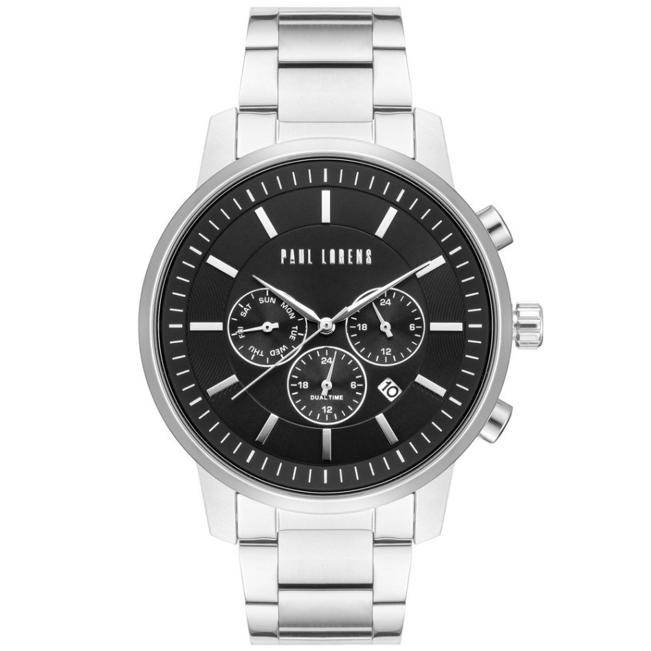 Zegarek Męski Paul Lorens PL6647B-1A1 na bransolecie stalowej w kolorze Czarny/Czarny o szerokości 22/20mm
