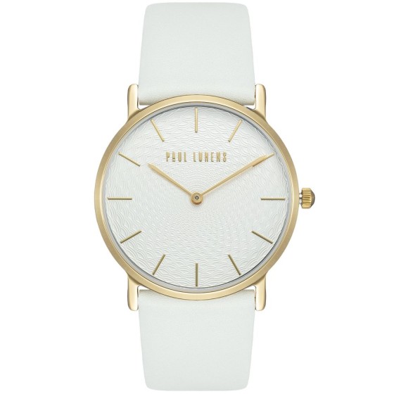 Zegarek Damski Paul Lorens PL8709A1-3C2 na pasku skórzanym w kolorze Złoty/Biały o szerokości 22/20mm