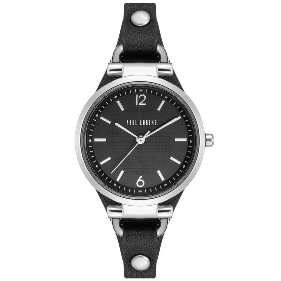 Zegarek Damski Paul Lorens PL3652A-1A1 na pasku skórzanym w kolorze Srebrny/Czarny o szerokości 8/8mm