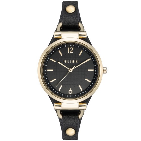 Zegarek Damski Paul Lorens PL3652A-1A2 na pasku skórzanym w kolorze Złoty/Czarny o szerokości 8/8mm