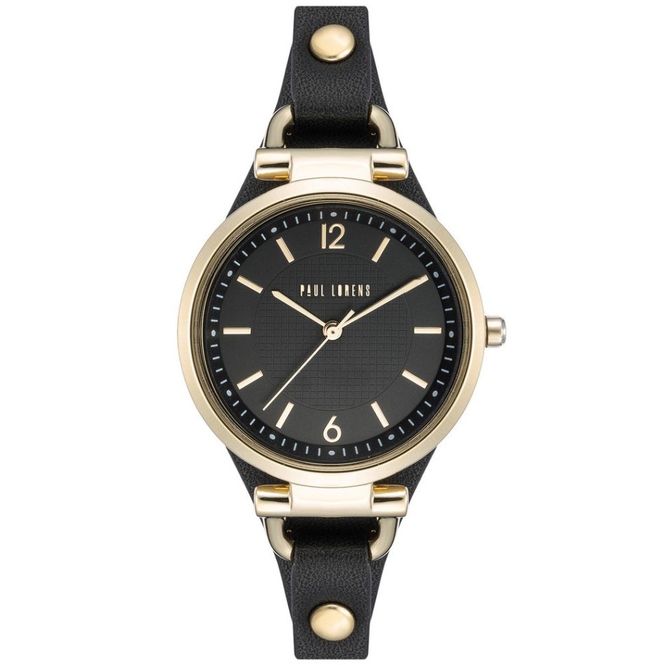 Zegarek Damski Paul Lorens PL3652A-1A2 na pasku skórzanym w kolorze Złoty/Czarny o szerokości 8/8mm