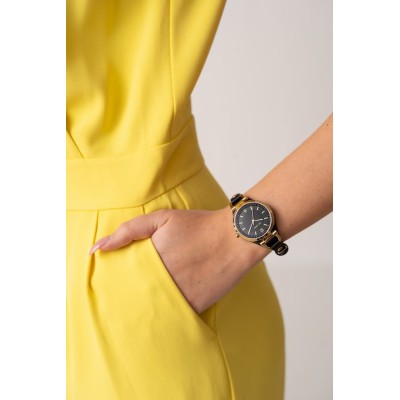 Zegarek Damski Paul Lorens PL3652A-1A2 na pasku skórzanym w kolorze Złoty/Czarny o szerokości 8/8mm