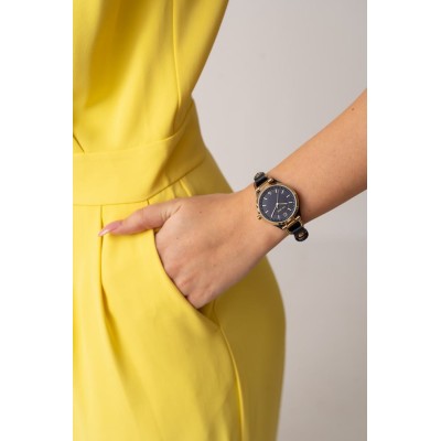 Zegarek Damski Paul Lorens PL3652A-6F2 na pasku skórzanym w kolorze Złoty/Granatowy o szerokości 8/8mm