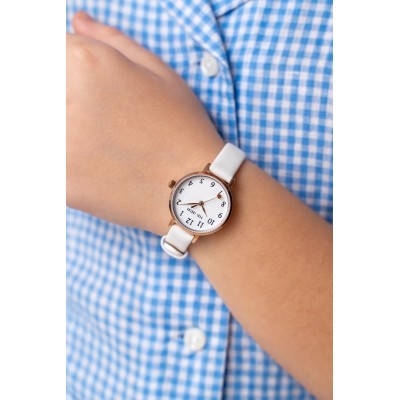 Zegarek Damski Paul Lorens PL14641A-3C2-3 na pasku skórzanym w kolorze Różowe Złoto/Biały o szerokości 12/10mm