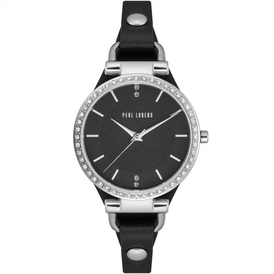Zegarek Damski Paul Lorens PL13922A-1A1 na pasku skórzanym w kolorze Srebrny/Czarny o szerokości 8/8mm